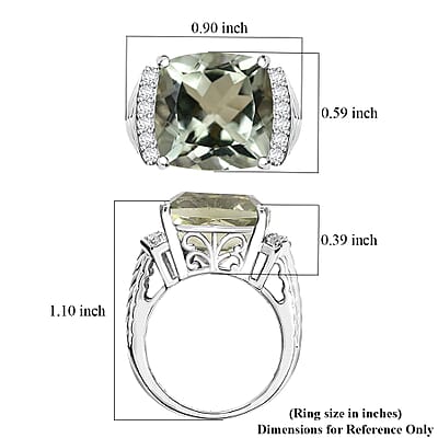 Montezuma Prasiolite and White Zircon 11.15 ctw Verdant Mist Ring in Platinum Over Sterling Silver (Size 10.0)