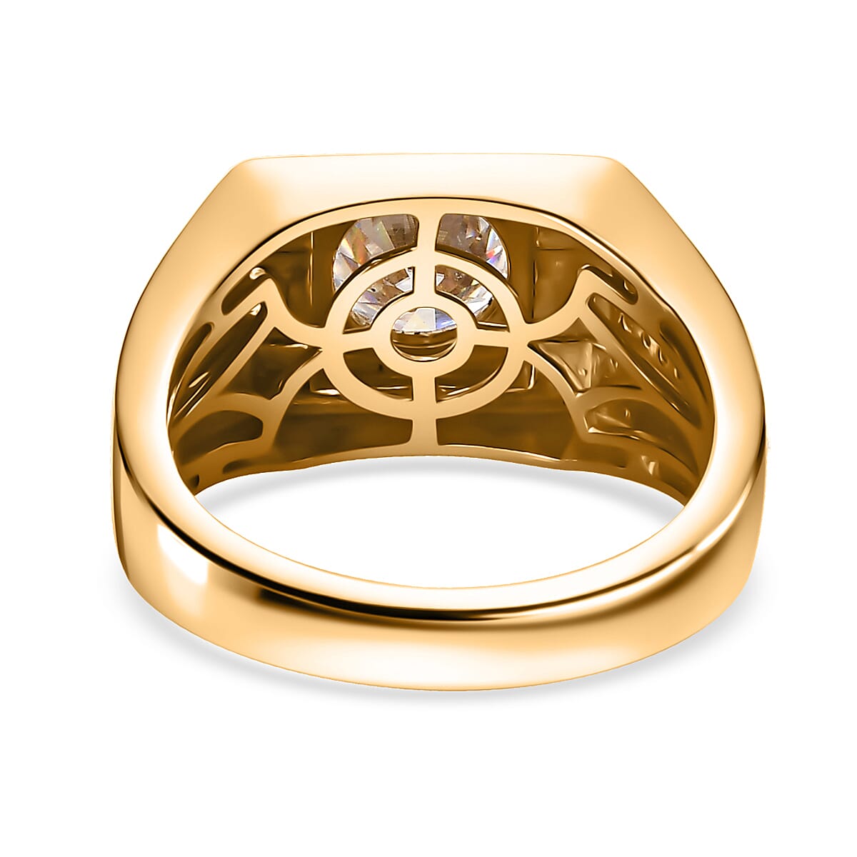Moissanite 2.00 ctw Men's Ring in 18K Vermeil Yellow Gold Over Sterling Silver (Size 12.0)  image number 5