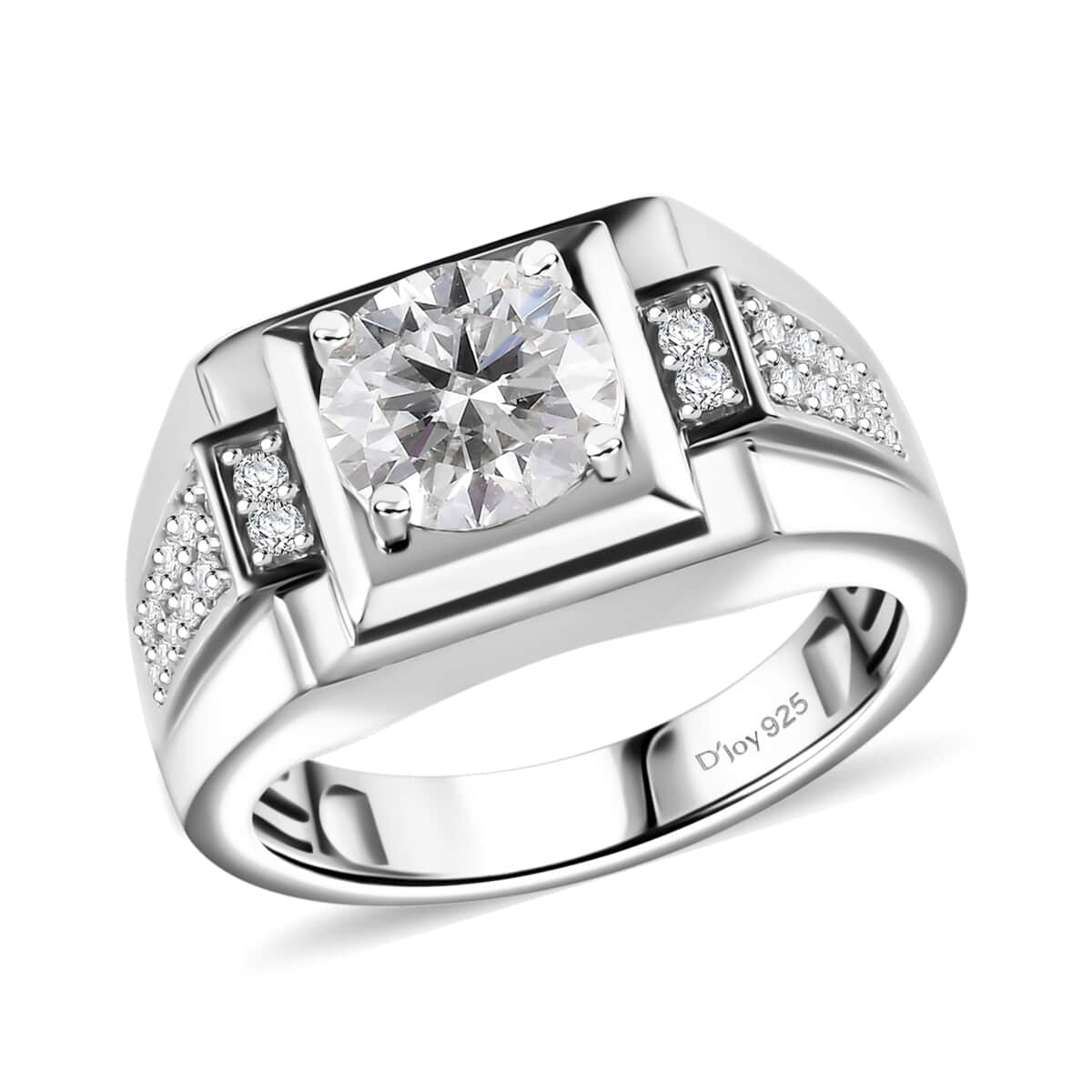 Moissanite 2.00 ctw Men's Ring in Rhodium Over Sterling Silver (Size 10.0)  image number 0