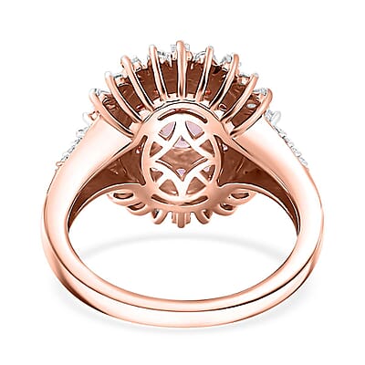 Premium Narsipatnam Pink Spinel and Moissanite 2.00 ctw Floral Ring in 18K Vermeil Rose Gold Over Sterling Silver (Size 10.0)