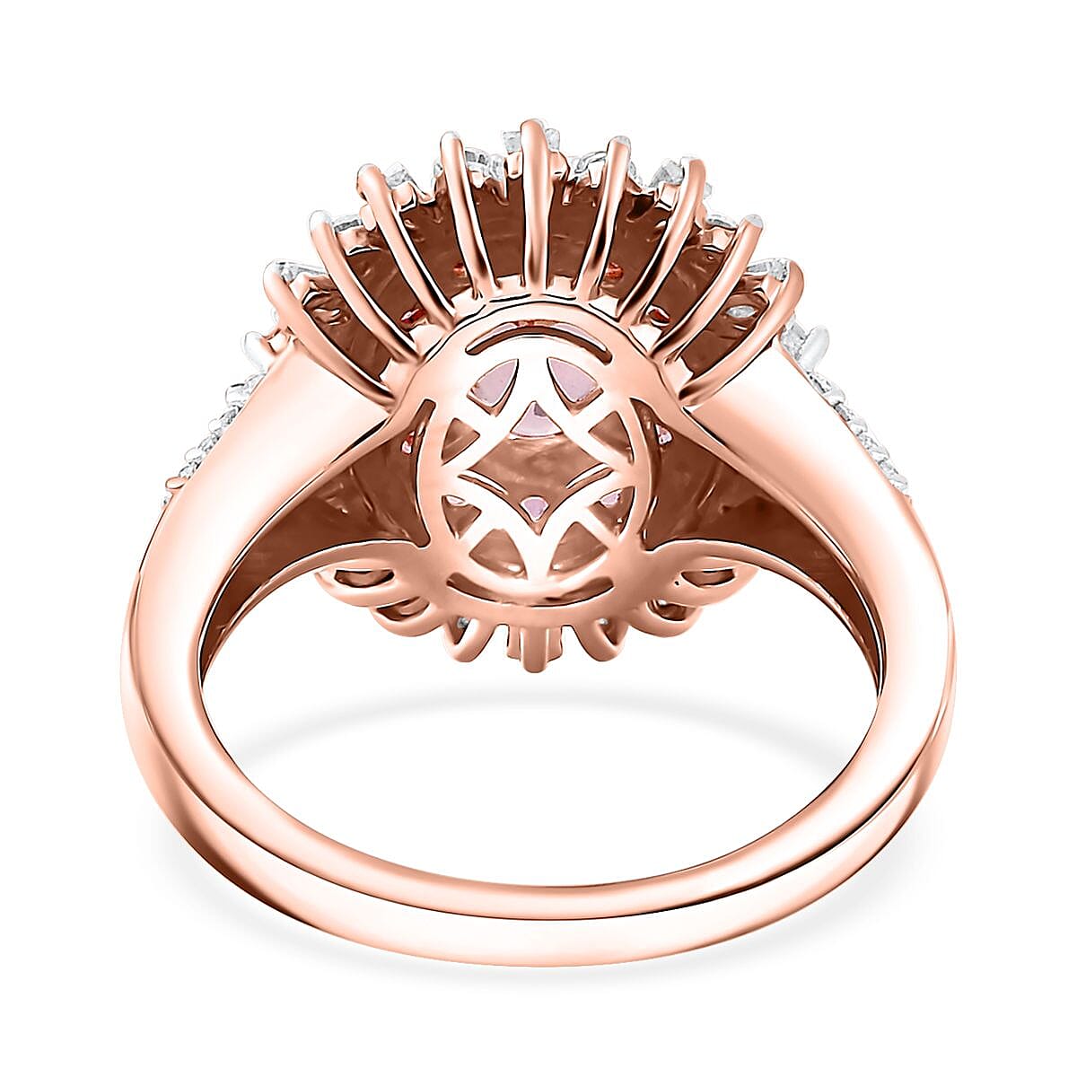 D'Joy Premium Narsipatnam Pink Spinel and Moissanite 2.00 ctw Floral Ring in 18K Vermeil Rose Gold Over Sterling Silver (Size 7.0) image number 4