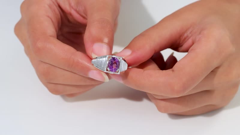 Mashamba Amethyst Men's Ring in Platinum Over Sterling Silver (Size 10.0) 2.50 ctw