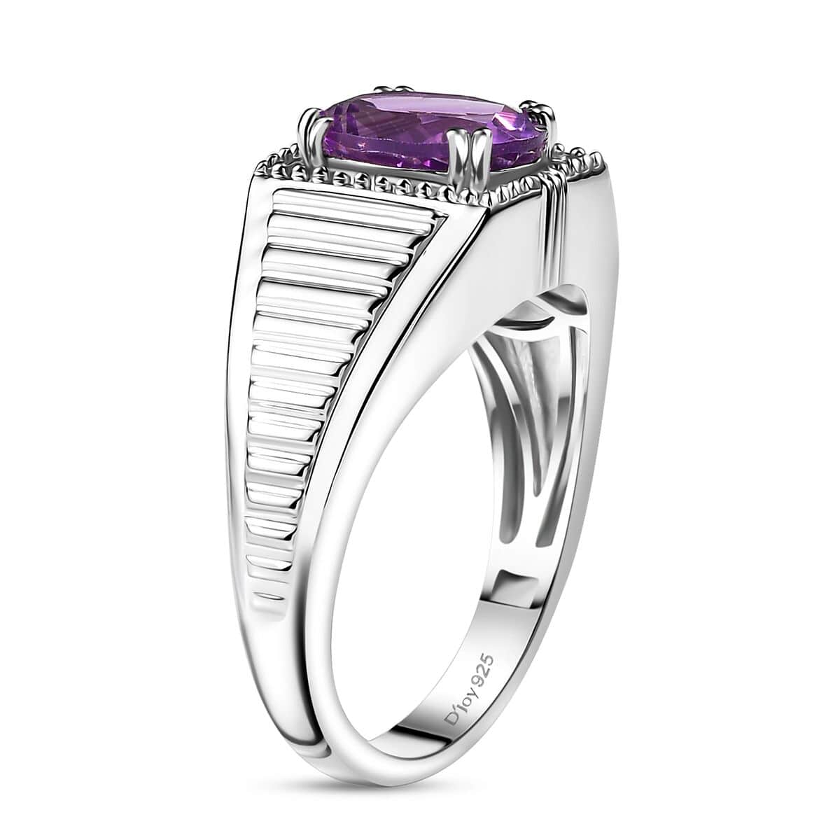 Premium Mashamba Amethyst 2.50 ctcw Men's Ring in Platinum Over Sterling Silver (Size 10.0) image number 3