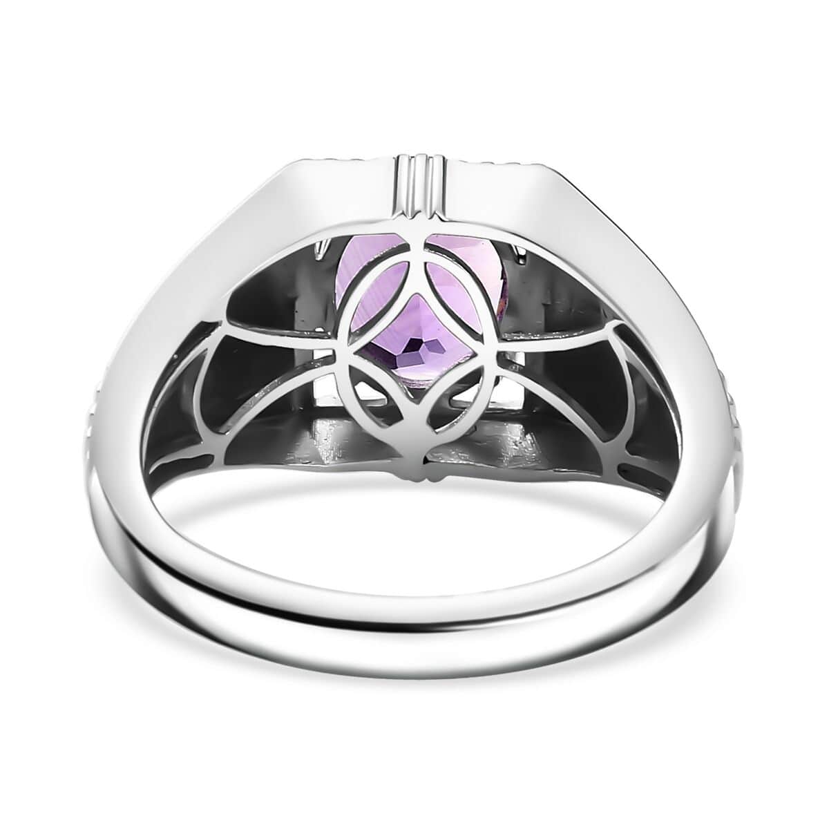 Premium Mashamba Amethyst 2.50 ctcw Men's Ring in Platinum Over Sterling Silver (Size 10.0) image number 4