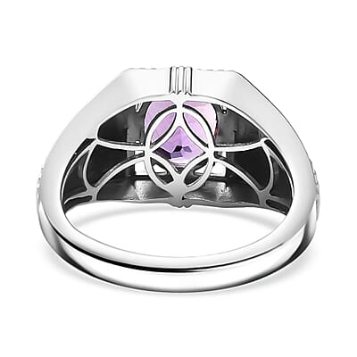 Premium Mashamba Amethyst 2.50 ctcw Men's Ring in Platinum Over Sterling Silver (Size 10.0)
