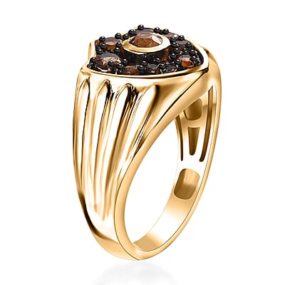 Jenipapo Andalusite 1.00 ctw Petal Shield Men's Ring in 18K Vermeil Yellow Gold Over Sterling Silver (Size 10.0)