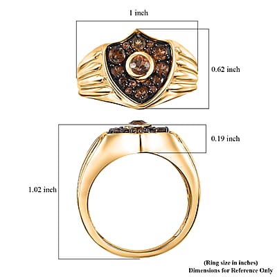 Jenipapo Andalusite 1.00 ctw Petal Shield Men's Ring in 18K Vermeil Yellow Gold Over Sterling Silver (Size 10.0)