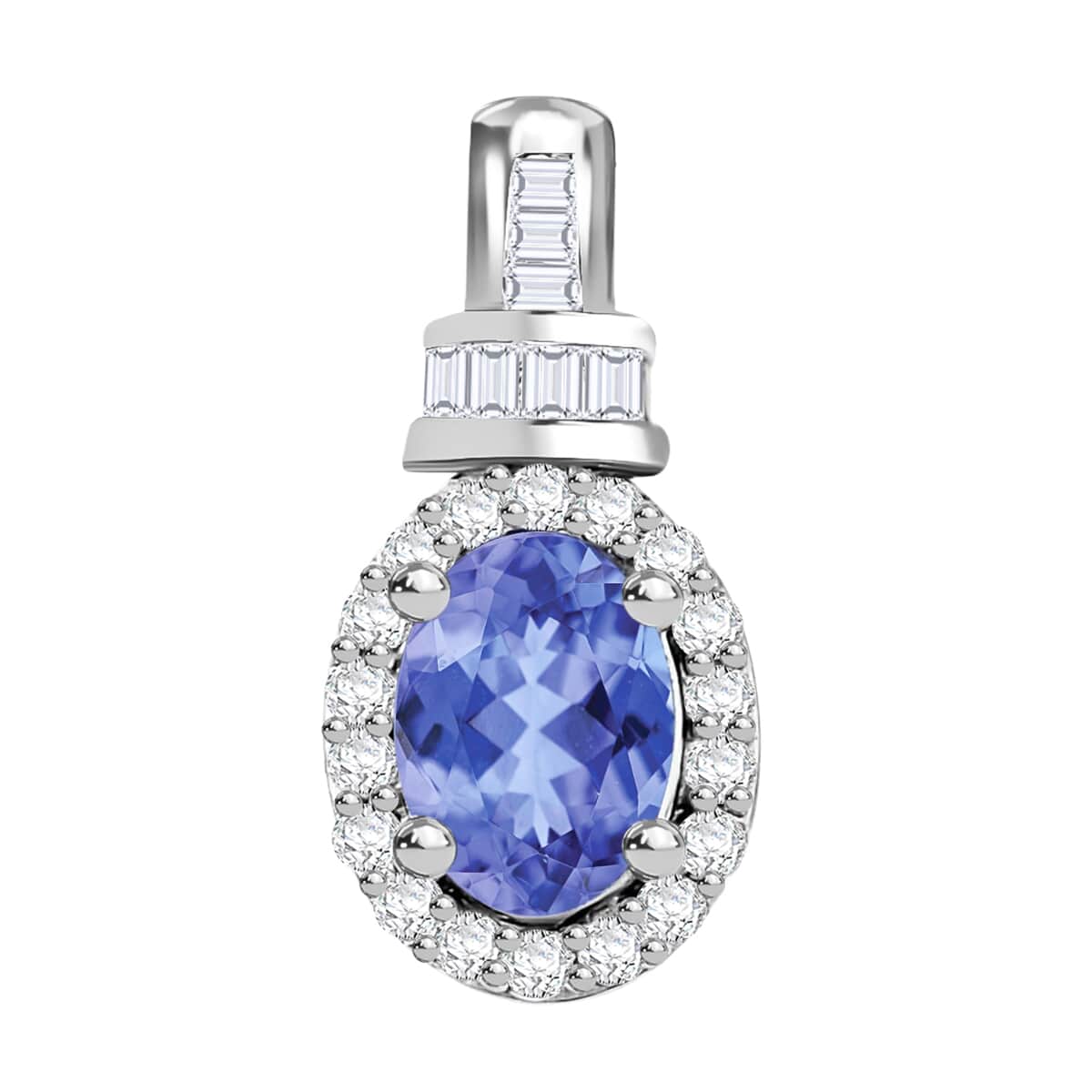 Tanzanite and Diamond Pendant in Rhodium Over Sterling Silver 1.00 ctw image number 0