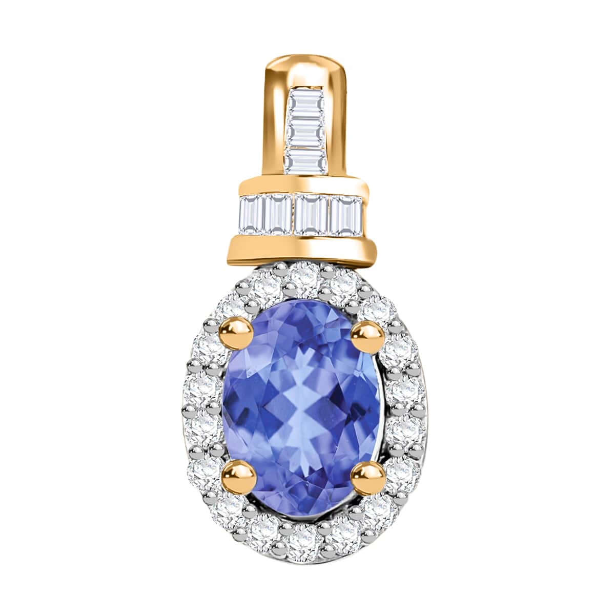 Tanzanite and Diamond 1.00 ctw Pendant in 18K Vermeil Yellow Gold Over Sterling Silver image number 0