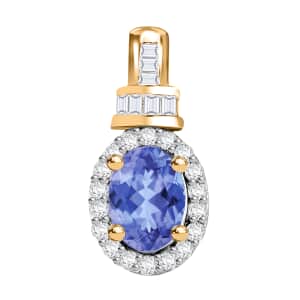 Tanzanite and Diamond 1.00 ctw Pendant in 18K Vermeil Yellow Gold Over Sterling Silver