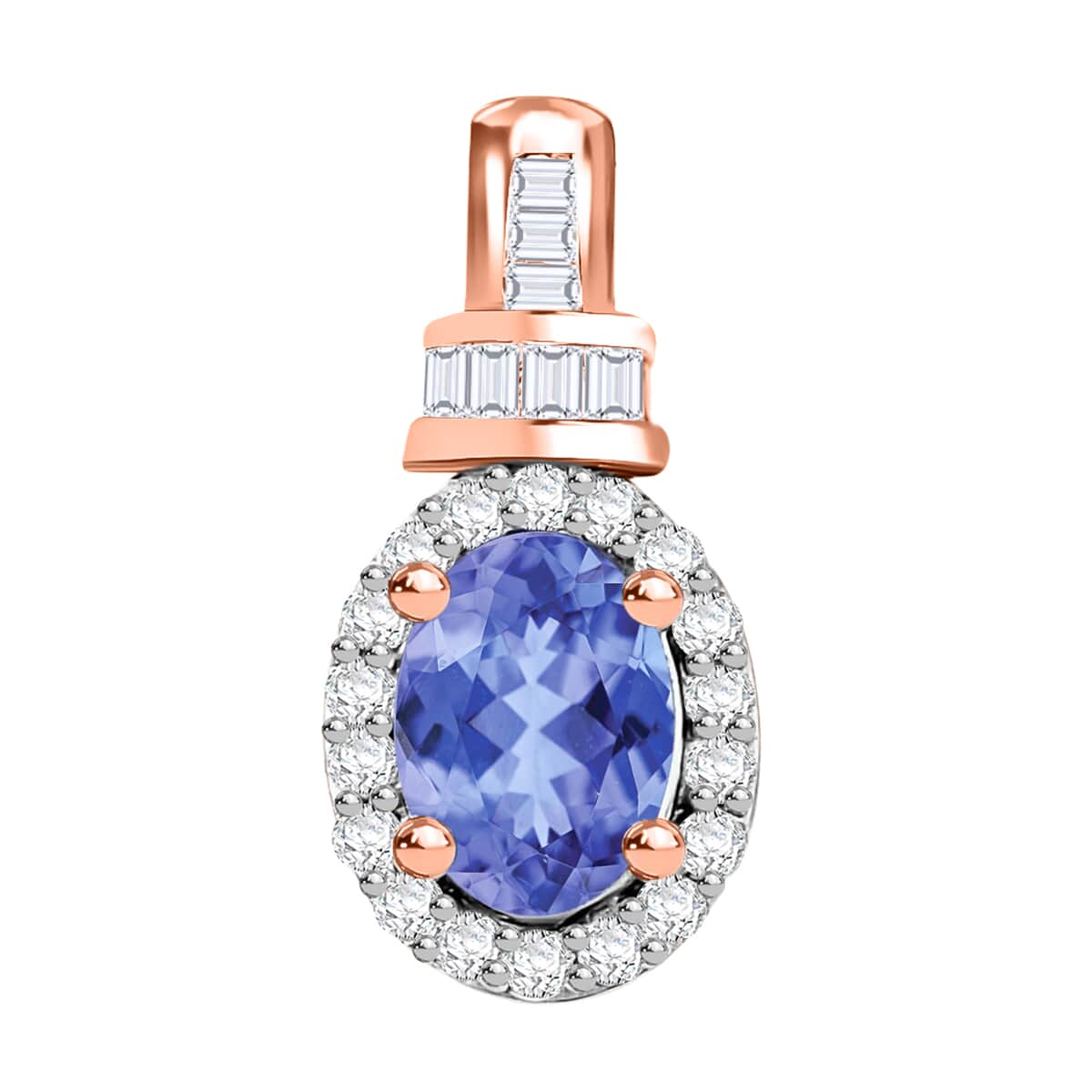 Tanzanite and Diamond 1.00 ctw Pendant in 18K Vermeil Rose Gold Over Sterling Silver image number 0