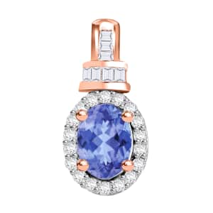 Tanzanite and Diamond 1.00 ctw Pendant in 18K Vermeil Rose Gold Over Sterling Silver