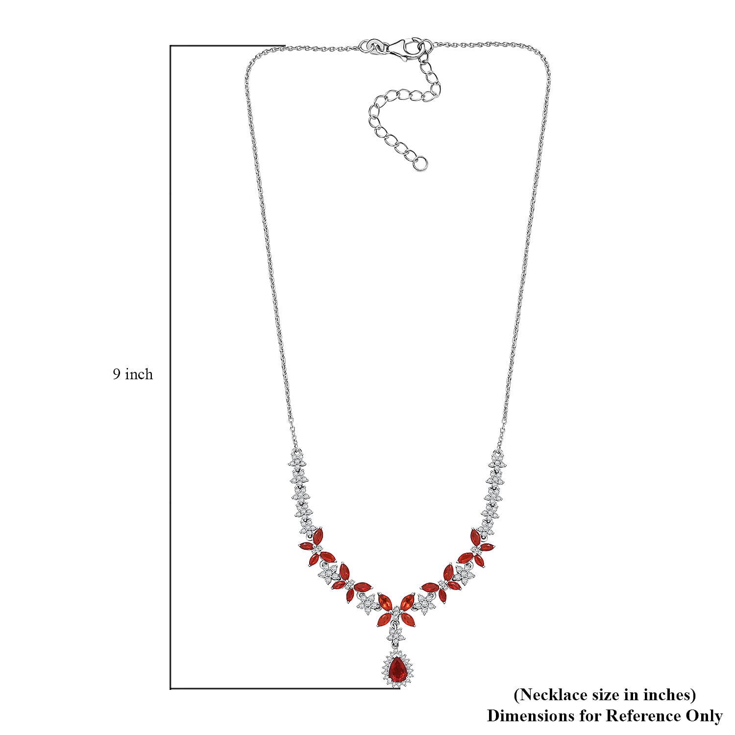 Mexican Cherry Fire Opal and Moissanite 3.65 ctw Butterfly Necklace in Rhodium Over Sterling Silver 18 Inches