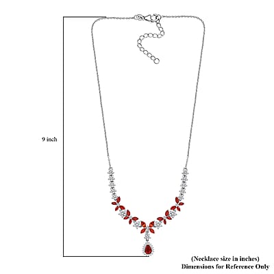Mexican Cherry Fire Opal and Moissanite 3.65 ctw Butterfly Necklace in Rhodium Over Sterling Silver 18 Inches