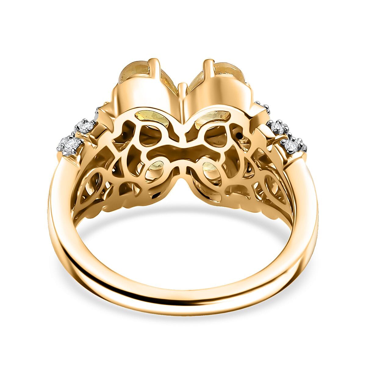 Madagascar Yellow Sapphire, Moissanite Butterfly Ring in 18K Vermeil YG Over Sterling Silver (Size 10.0) 2.70 ctw