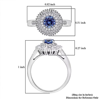 Certified & Appraised Luxoro AAA Ceylon Blue Sapphire, Diamond Double Halo Ring in 14K White Gold 1.32 ctw (Size 10.0)
