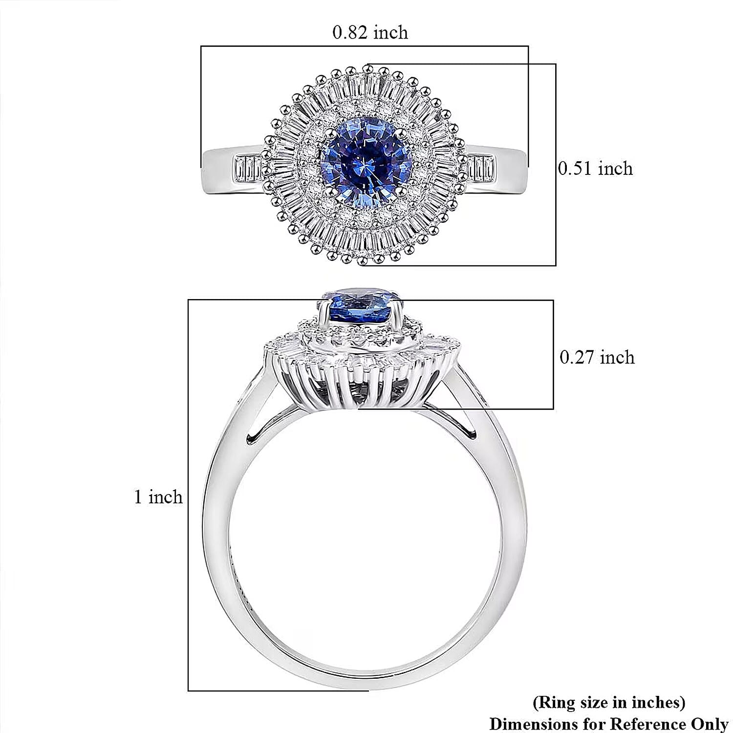 Certified & Appraised Luxoro AAA Ceylon Blue Sapphire and G-H I2 Diamond 1.32 ctw Double Halo Ring in 14K White Gold (Size 6.0) 4.05 Grams