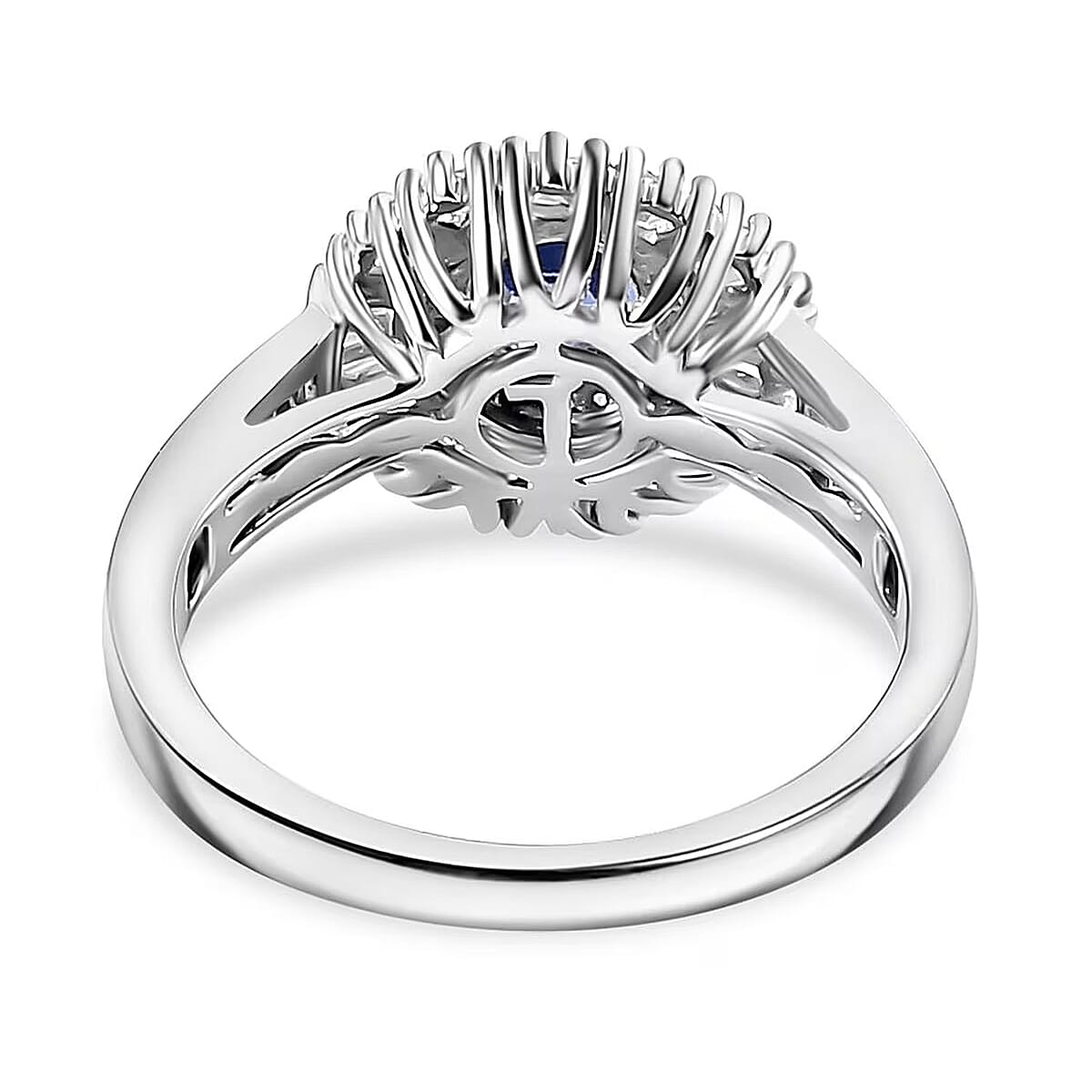 Certified Luxoro AAA Ceylon Blue Sapphire, Diamond Double Halo Ring in 14K White Gold 1.32 ctw (Size 7.0) image number 6