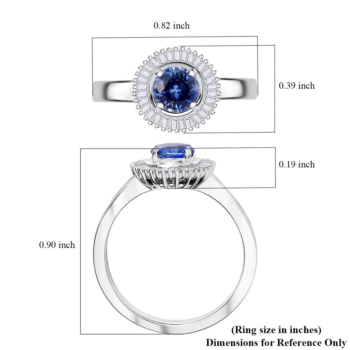 Certified & Appraised AAA Ceylon Blue Sapphire and G-H I2 Diamond 1.02 ctw Halo Ring in 14K White Gold (Size 10.0) 4.25 Grams image number 5