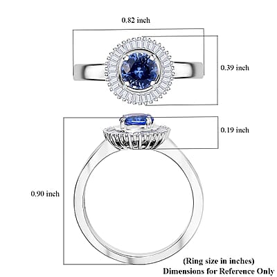Luxoro AAA Ceylon Blue Sapphire, Diamond Halo Ring in 14K White Gold 1.02 ctw (Size 6.0)