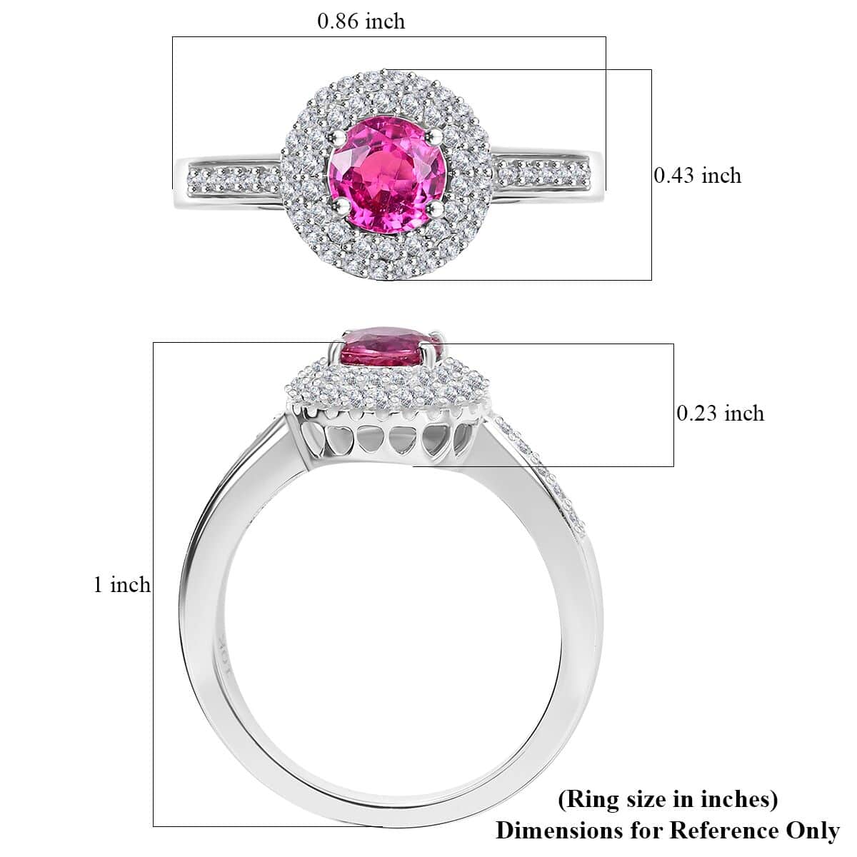 Certified & Appraised Luxoro AAA Madagascar Pink Sapphire and G-H I2 Diamond 1.10 ctw Ring in 10K White Gold (Size 10.0) image number 5