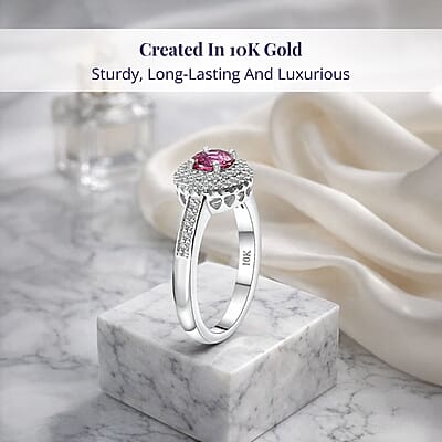 Certified & Appraised Luxoro AAA Madagascar Pink Sapphire and G-H I2 Diamond 1.10 ctw Ring in 10K White Gold (Size 8.0)