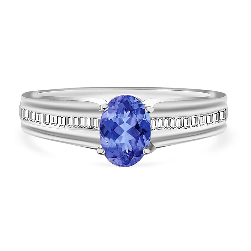 Luxoro Premium Tanzanite and G-H I1 Diamond 1.00 ctw Ring in 14K White Gold (Size 10.0) 4.5 Grams