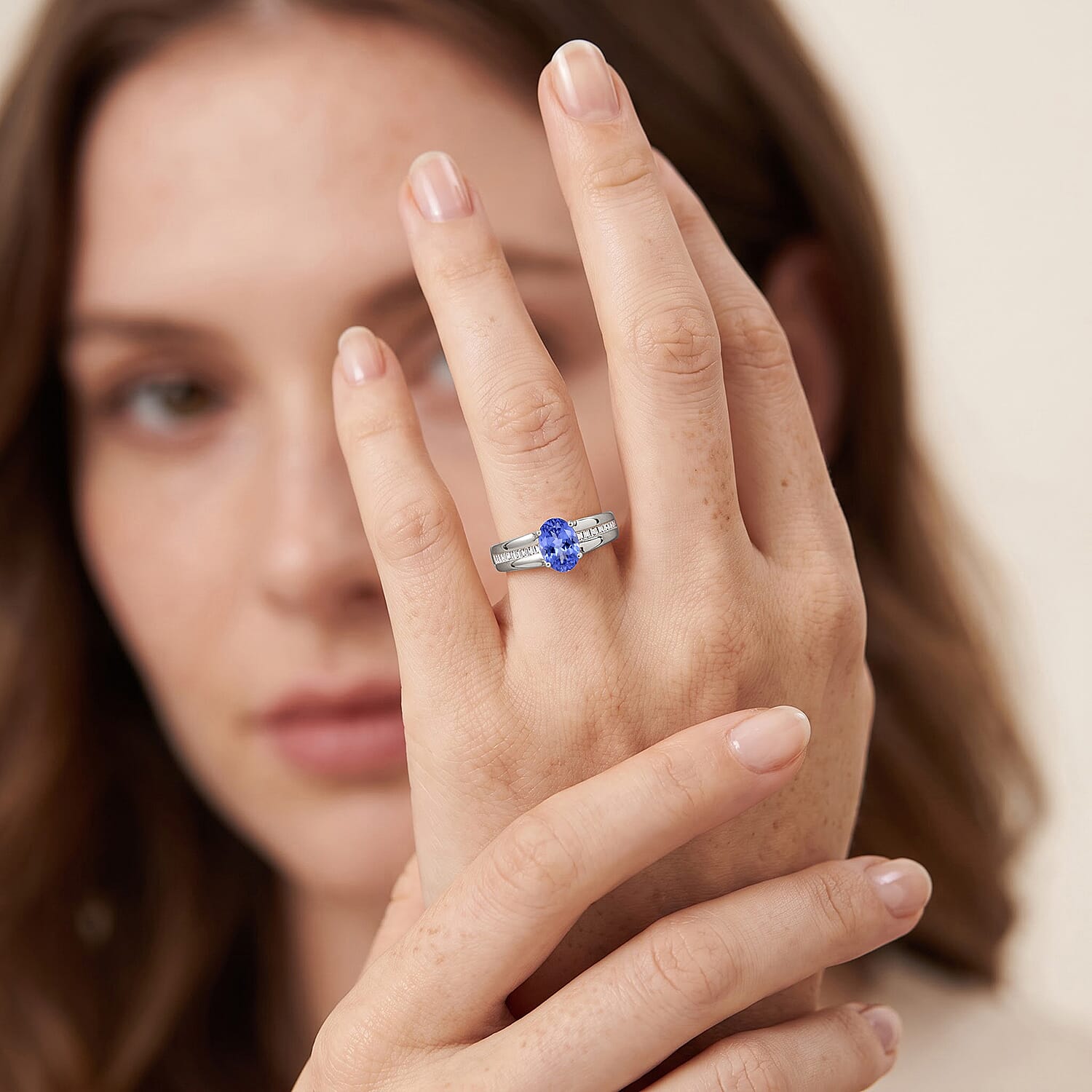 Luxoro Premium Tanzanite and G-H I1 Diamond 1.00 ctw Ring in 14K White Gold (Size 10.0) 4.5 Grams