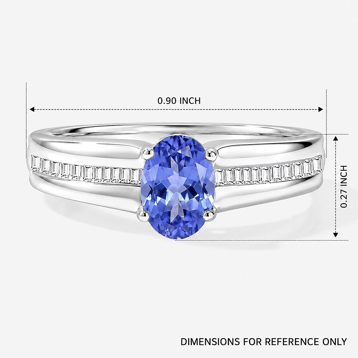 Luxoro Premium Tanzanite and G-H I1 Diamond 1.00 ctw Ring in 14K White Gold (Size 10.0) 4.5 Grams
