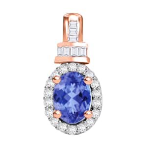 Luxoro Premium Tanzanite and G-H I1 Diamond 1.00 ctw Pendant in 14K Rose Gold