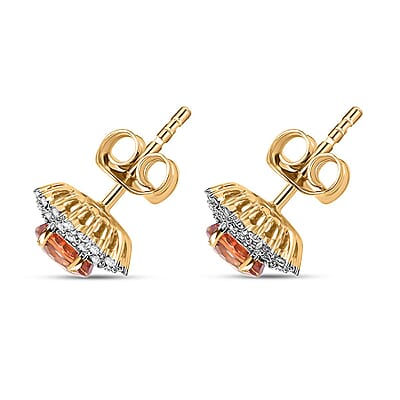 Certified & Appraised Luxoro AAA Songea Sapphire and G-H I2 Diamond 2.20 ctw Sunburst Stud Earrings in 14K Yellow Gold