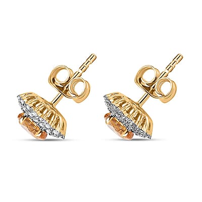 Certified & Appraised Luxoro AAA Madagascar Yellow Sapphire and G-H I2 Diamond 2.23 ctw Sunburst Stud Earrings in 14K Yellow Gold