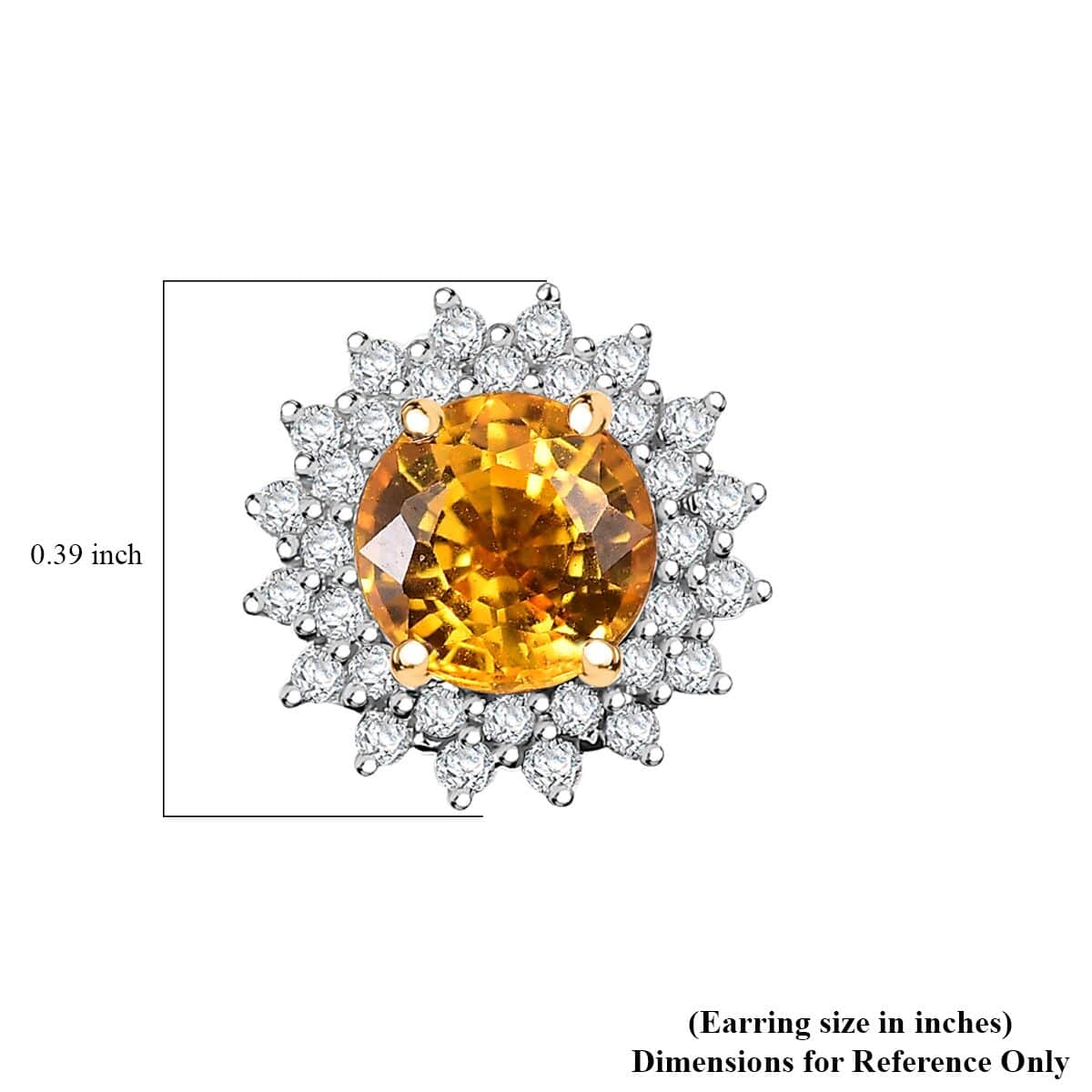 Certified & Appraised Luxoro AAA Madagascar Yellow Sapphire and G-H I2 Diamond 2.23 ctw Sunburst Stud Earrings in 14K Yellow Gold image number 5