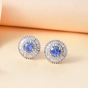 Certified & Appraised Luxoro AAA Ceylon Blue Sapphire and G-H I2 Diamond 2.48 ctw Stud Earrings in 14K White Gold