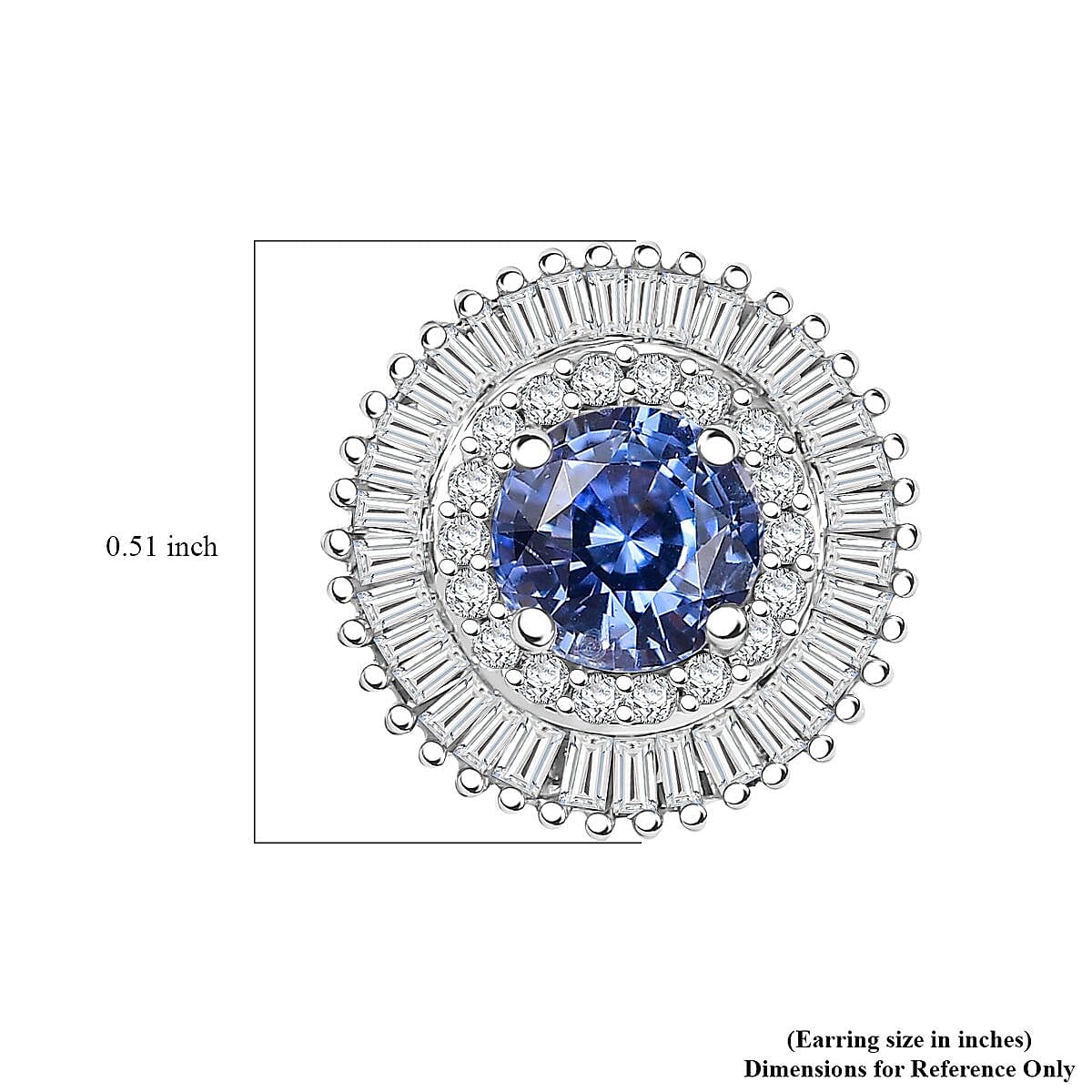 Certified & Appraised Luxoro AAA Ceylon Blue Sapphire and G-H I2 Diamond 2.48 ctw Stud Earrings in 14K White Gold