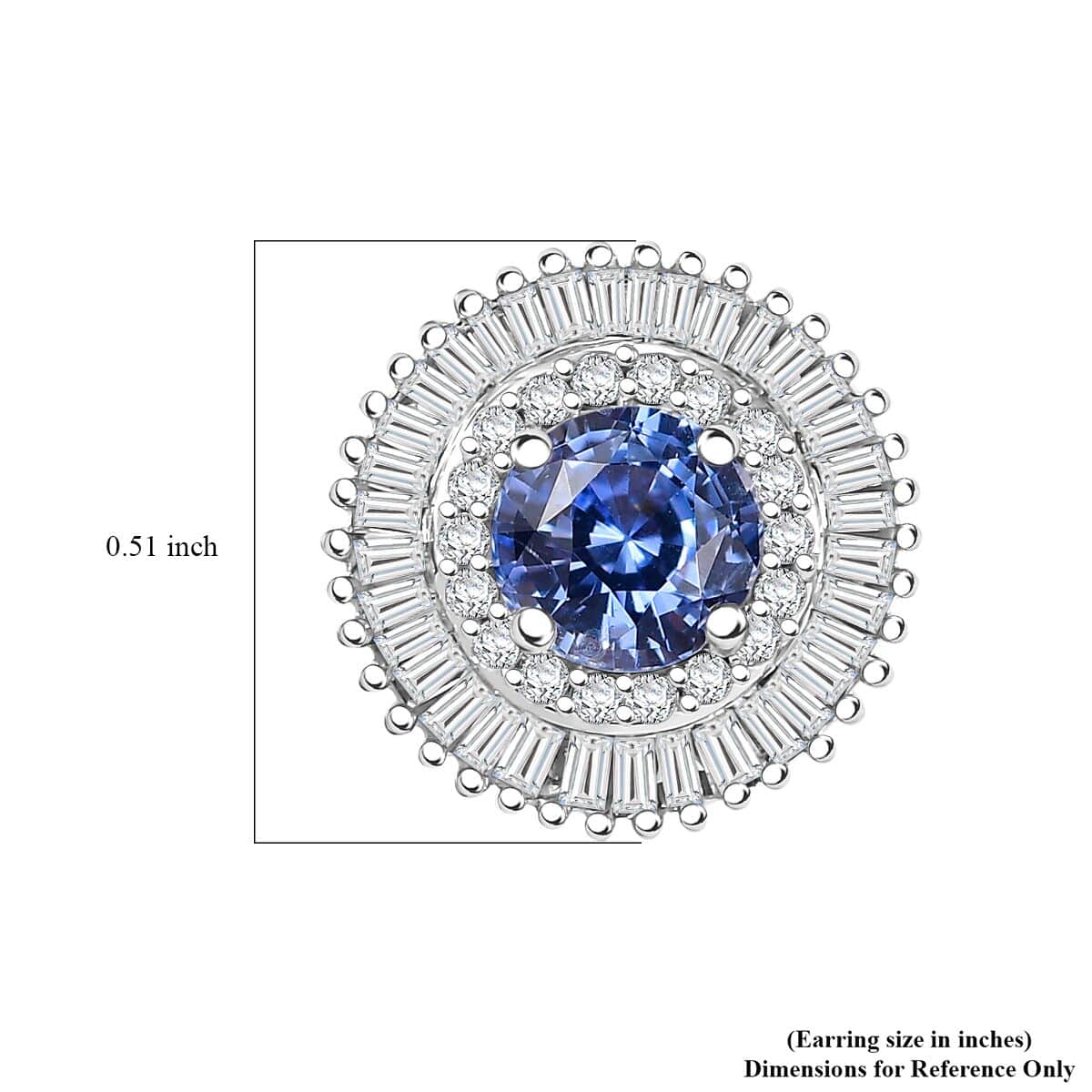 Certified & Appraised AAA Ceylon Blue Sapphire and G-H I2 Diamond 2.48 ctw Stud Earrings in 14K White Gold image number 5