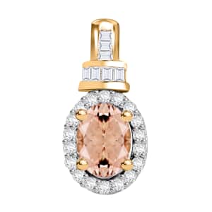 Luxoro Premium Marropino Morganite and G-H I1 Diamond 1.00 ctw Pendant in 14K Yellow Gold