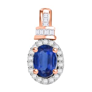 Luxoro Premium Kanchanaburi Blue Sapphire and G-H I1 Diamond 1.15 ctw Pendant in 14K Rose Gold