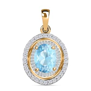 Luxoro Premium Mangoro Aquamarine and G-H I1 Diamond 2.20 ctw Pendant in 14K Yellow Gold