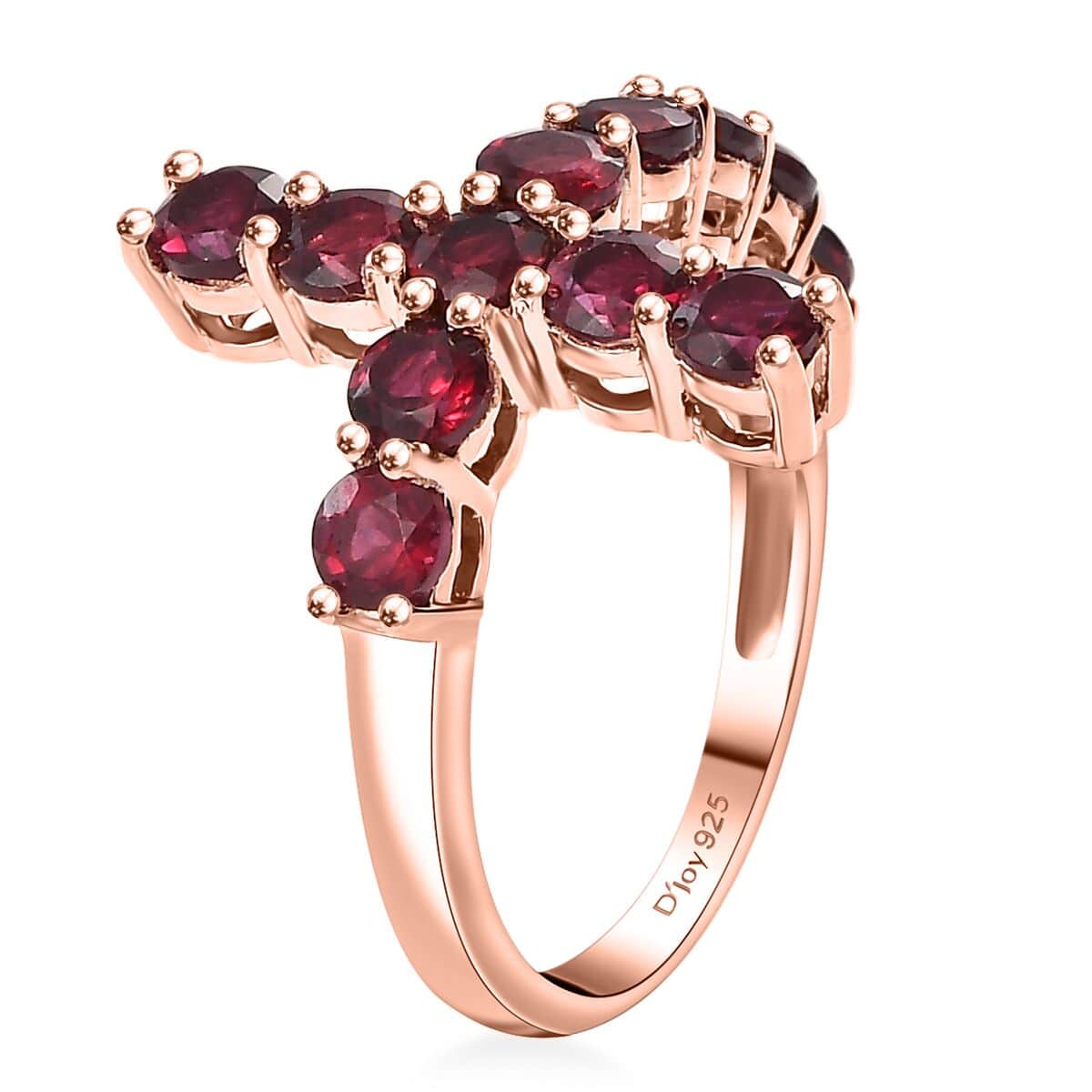 Premium Anthill Garnet 1.85 ctw Cross Ring in 18K Vermeil Rose Gold Over Sterling Silver (Size 10.0) image number 3