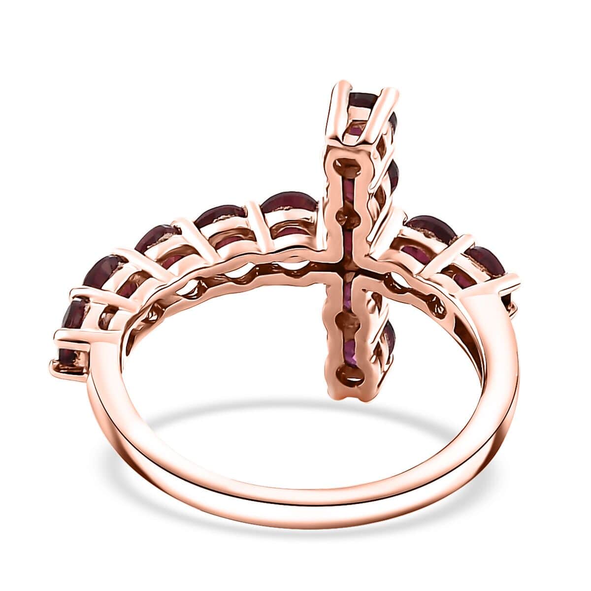 Premium Anthill Garnet 1.85 ctw Cross Ring in 18K Vermeil Rose Gold Over Sterling Silver (Size 10.0) image number 4