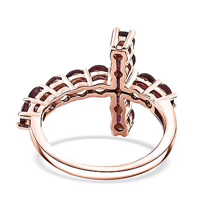 Premium Anthill Garnet 1.85 ctw Cross Ring in 18K Vermeil Rose Gold Over Sterling Silver (Size 10.0)
