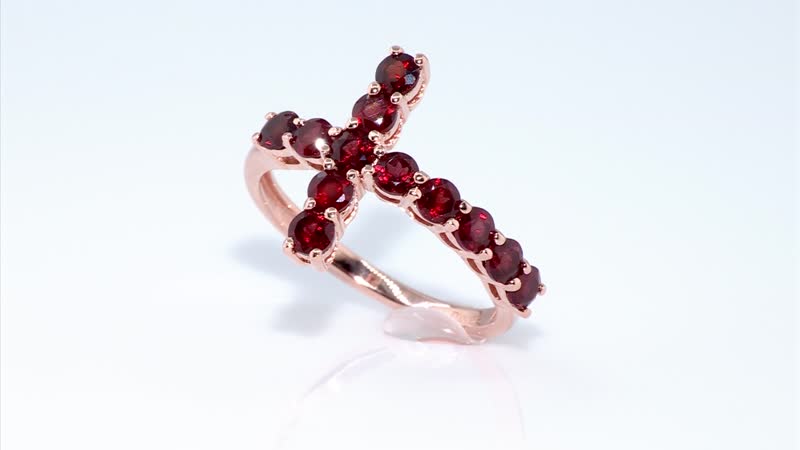 Premium Anthill Garnet Cross Ring in 18K Vermeil RG Over Sterling Silver (Size 7.0) 1.85 ctw
