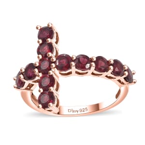 Premium Anthill Garnet 1.85 ctw Cross Ring in 18K Vermeil Rose Gold Over Sterling Silver (Size 8.0)