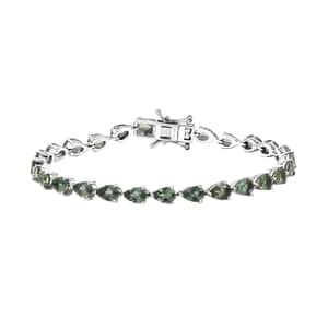 Natural Green Apatite 10.30 ctw Bracelet in Rhodium Over Sterling Silver (7.25 In)