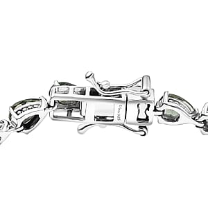 Natural Green Apatite 10.30 ctw Serenity Vine Bracelet in Rhodium Over Sterling Silver (7.25 In)