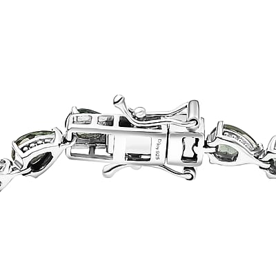 Natural Green Apatite 10.30 ctw Serenity Vine Bracelet in Rhodium Over Sterling Silver (7.25 In)