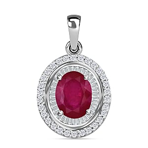 Rhapsody AAAA Mozambique Ruby and E-F VS2 Diamond 3.10 ctw Pendant without Chain in 950 Platinum 4.70 Grams