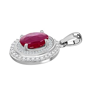 Rhapsody AAAA Mozambique Ruby and E-F VS2 Diamond 3.10 ctw Pendant without Chain in 950 Platinum 4.70 Grams
