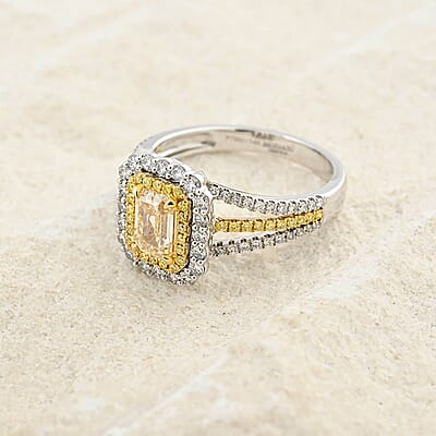 Modani Yellow and White Diamond 1.65 ctw Ring in 950 Platinum and 14K Yellow Gold (Size 10.0) 6 Grams